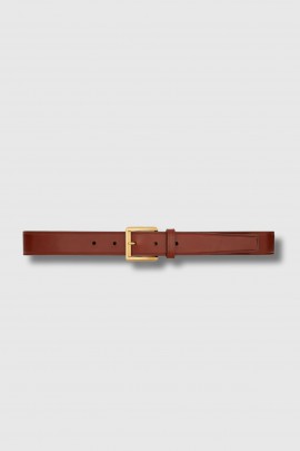 Ceinture à boucle rectangulaire en cuir camel 