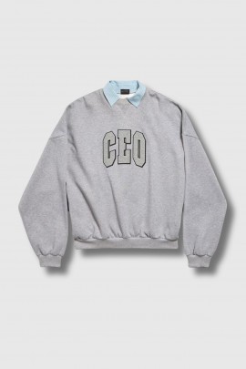 "CEO'' grey jumper with shirt collar