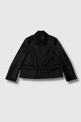 Veste trapèze courte en laine noir 