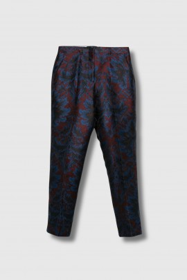 Pantalon à pinces jacquard bleu et bordeaux 