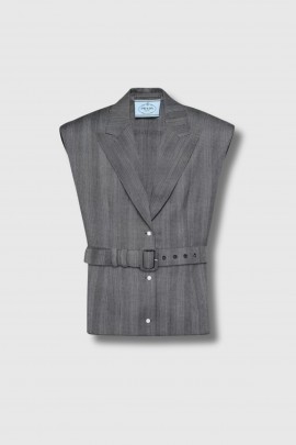 Veste sans manches à rayures grise