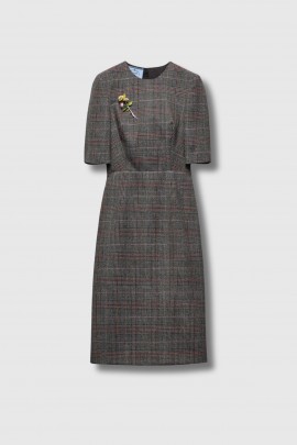 Grey-toned wool Prince of Wales dress