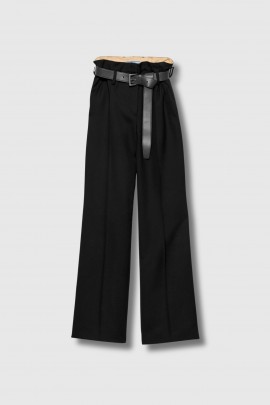 Pantalon en gabardine de laine noir