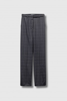 Straight-leg trousers in grey wool gabardine