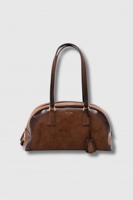 Sac Bowling en daim marron vieilli