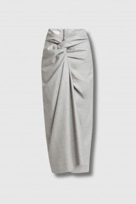 Jupe en laine à carreaux gris clair