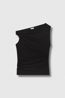 Black draped top