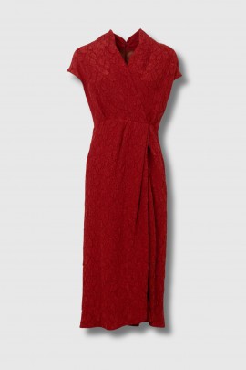 Cherry red draped dress