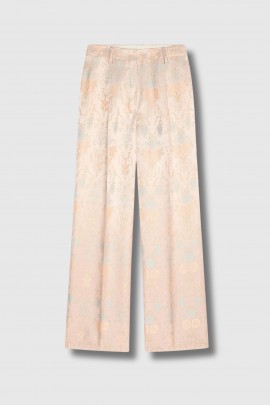 Pantalon en jacquard imprimé rose