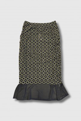 Jupe longue transparente en tulle Print vert 