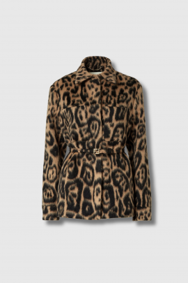 Beige and black wool leopard print jacket