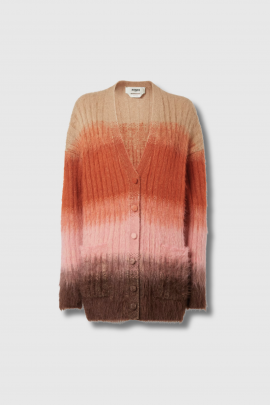 Cardigan en mohair et laine multicolore