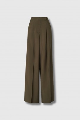 Khaki wool and mohair trousers