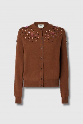 Cardigan en laine et cachemire rouille