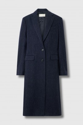 Long navy blue striped coat