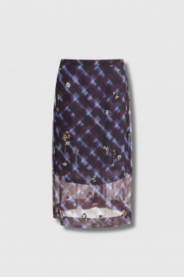 Jupe avec strass en soie bordeaux