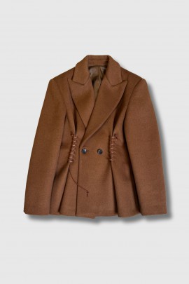 Brown wool coat with laces
