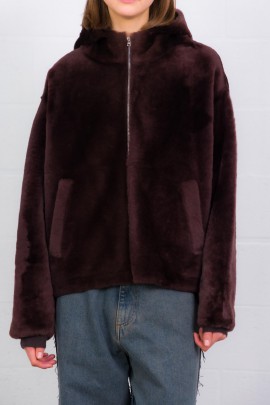 Brown fur hooded jacket