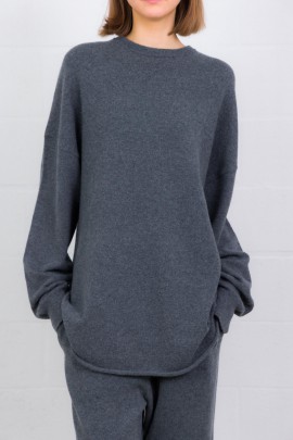 Pull Crew Hop en cachemire gris anthracite 