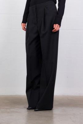 Black wool and mohair pants