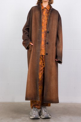 Manteau long en laine marron