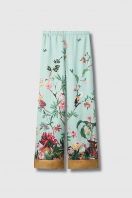 Pantalon large Twill en soie bleu 