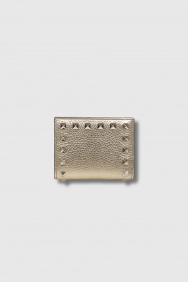 Portefeuille en cuir doré Rockstud 
