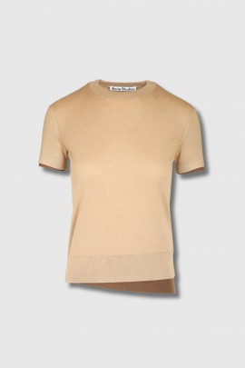 T-shirt en laine beige sable 