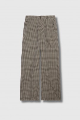 Pantalon à carreaux marron kaki