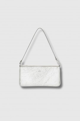 Silver leather clutch bag
