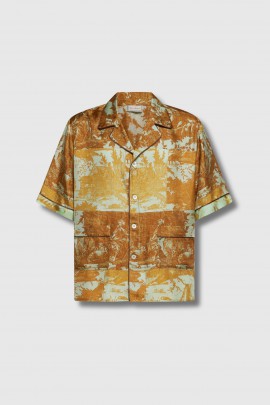 Short-sleeved silk shirt