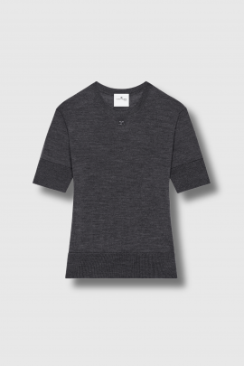 Top court en laine noir