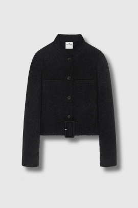 Heritage buckle jacket in black tweed