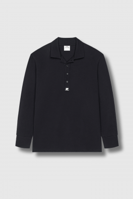 Oversized long-sleeved polo shirt