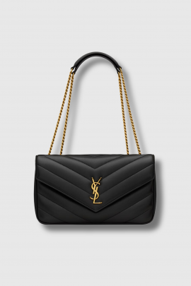 Medium Loulou bag in black quilted leather