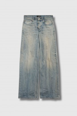 Wide leg blue faded jeans