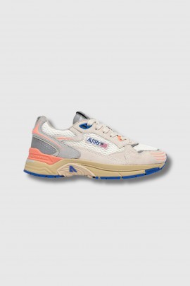 Baskets Hyperway en mesh et daim blanc/pêche 