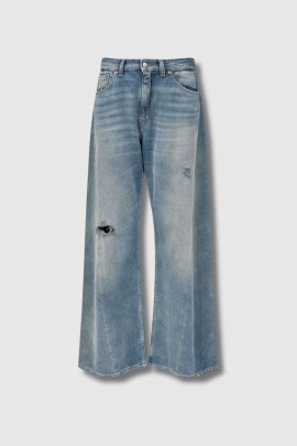 Jeans 5 pockets bleu délavé