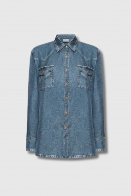 Denim-effect silk shirt