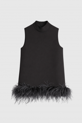 Sleeveless feathered Vello top