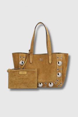 Large camel suede bag