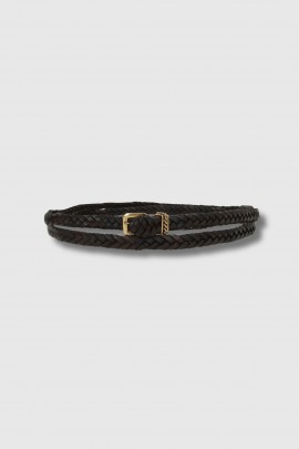 Ceinture triple en cuir marron