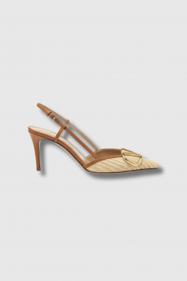 V Logo raffia heels