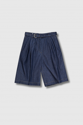 Denim Bermuda shorts with pleats