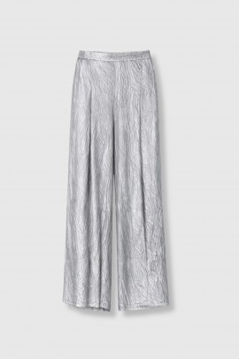 Pantalon imprimé Flaubert en soie beige/doré 