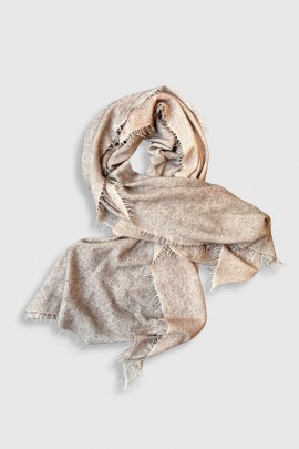 Echarpe bicolore en cachemire rose pâle 