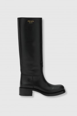 Bottes cavalière en cuir noir