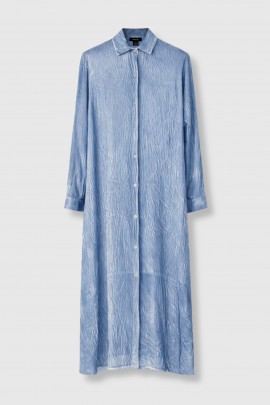 Robe chemise en soie bleu jeans 