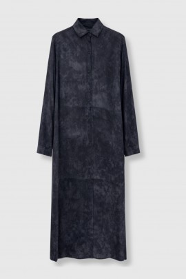 Robe chemise marbrée en soie noir 