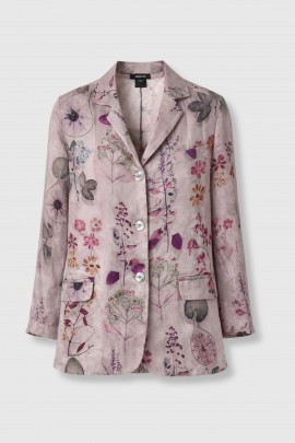 Pale pink silk floral print jacket
